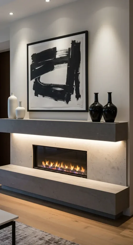 Industrial Chic A Mantle With Exposed Brick And Vintage Metal Accents