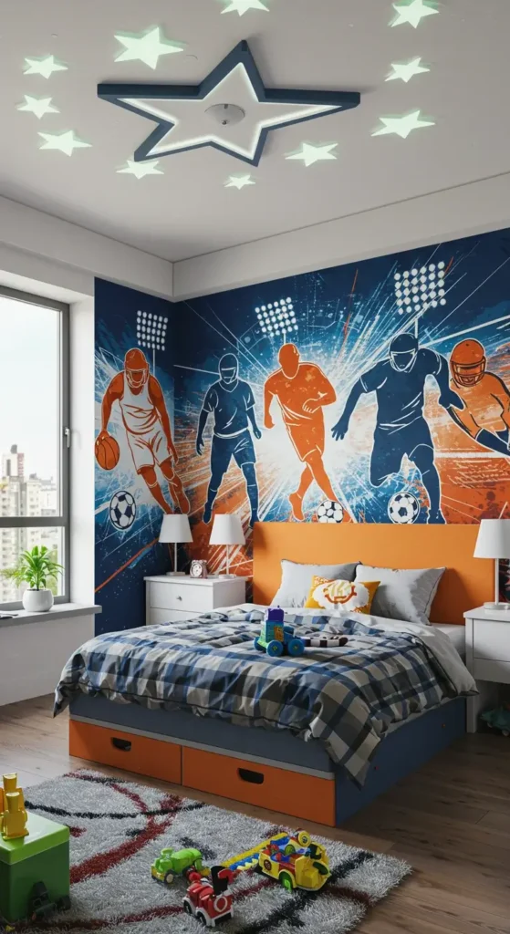 Kids' Bedroom With Basketball Court Floor Design