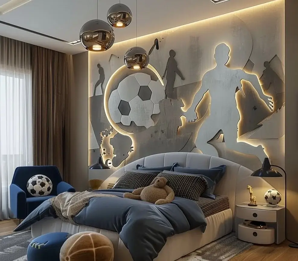 Kids’ Sports Bedroom With Multi-sport Murals And Posters