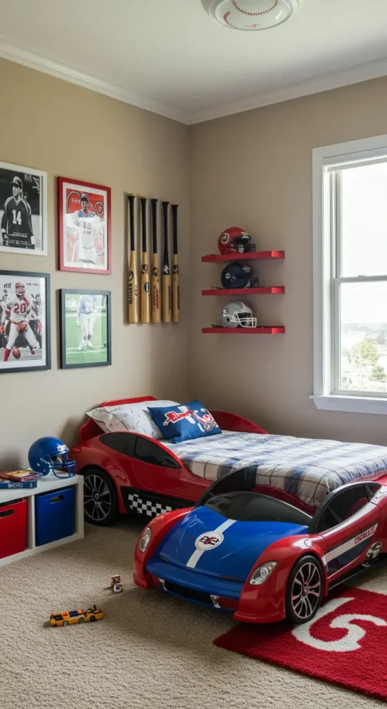 Kids’ Sports Bedroom With Soccer Goal Bed