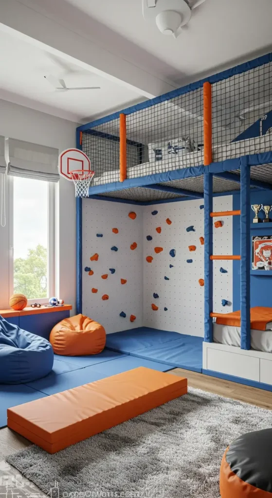 Soccer-themed Loft Bed With Mini Training Area