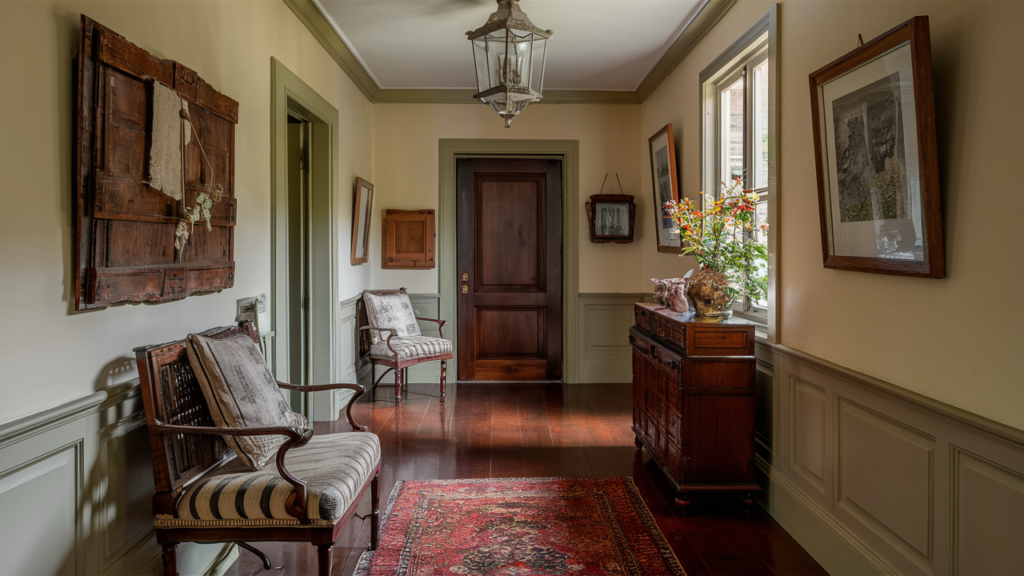 Traditional Hallway With Polished Wood Floors