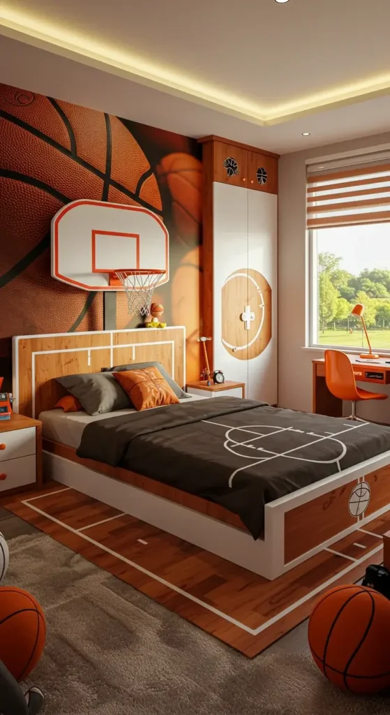 Vintage Baseball Room with Dugout-Style Bunk Bed