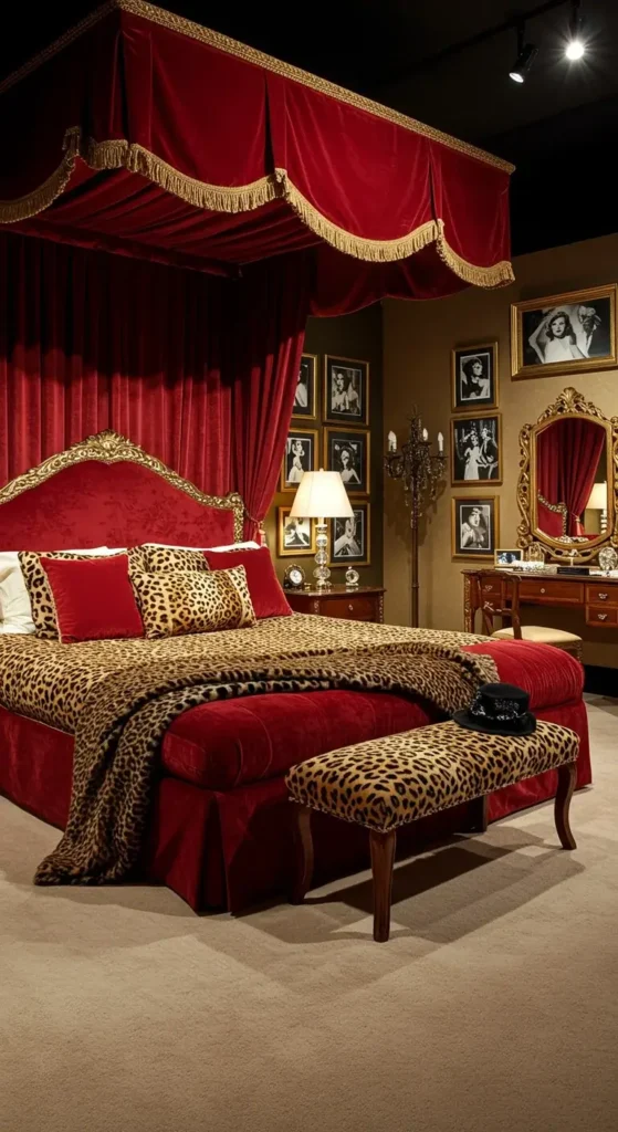 Wild Jungle-Themed Red Bedroom with Cheetah Print