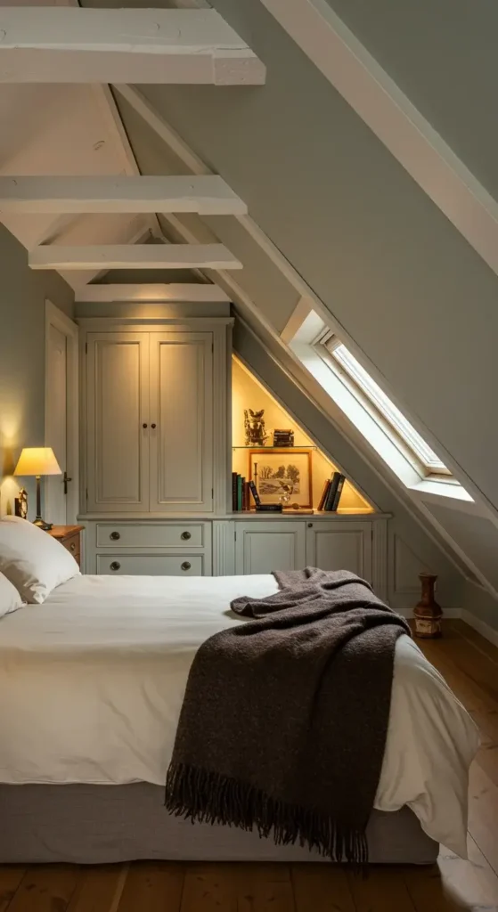 Attic Bedroom With Sloped Ceilings