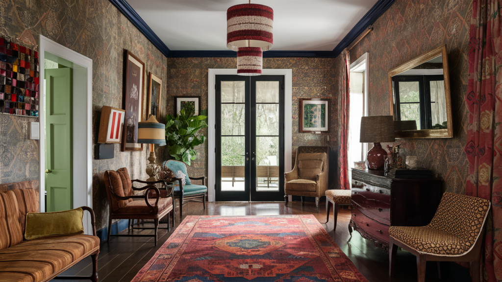 Hall Room Featuring A Blend Of Vintage Furniture