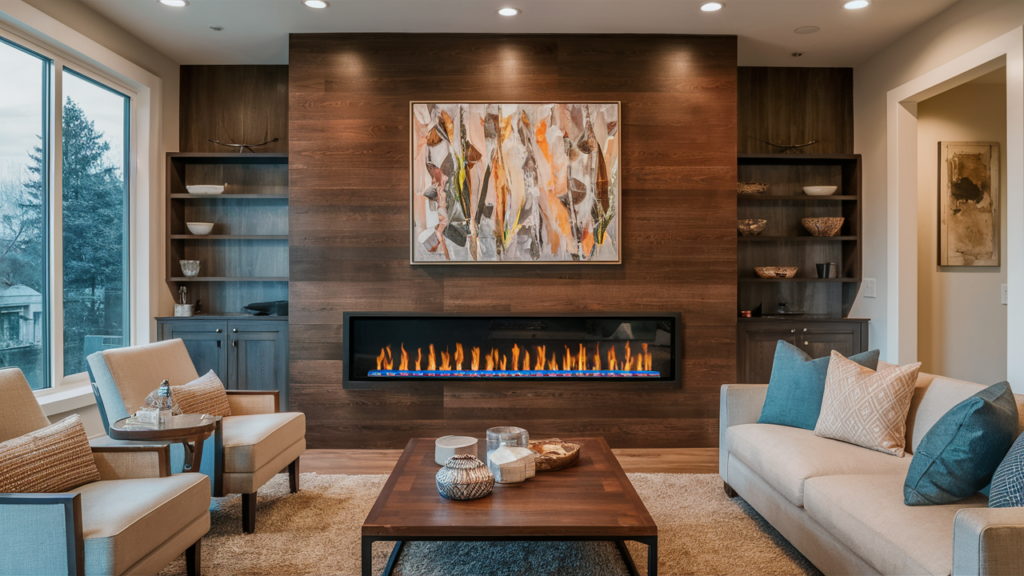 Linear Gas Fireplace With A Custom-designed Glass