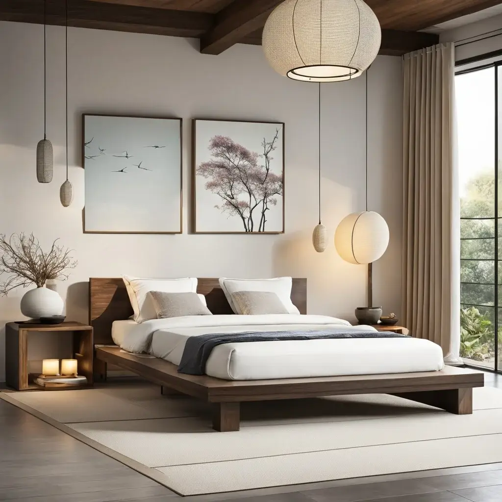 A Bedroom With A Mix Of Modern And Rustic Design Elements