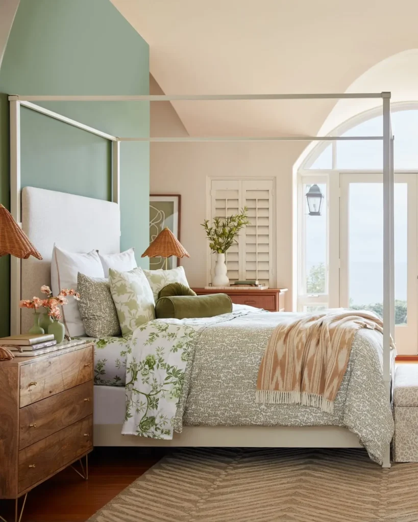 A Bedroom With A Neutral And Modern Farmhouse Aesthetic