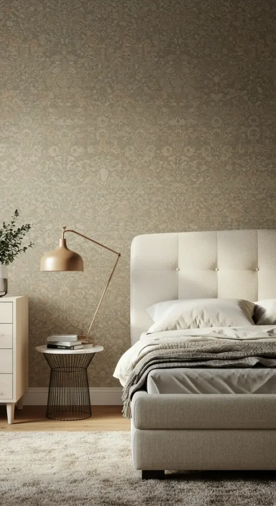 A Bedroom With A Statement Wallpaper