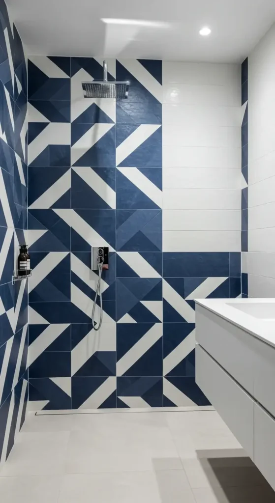 A Geometric-patterned Shower With Contrasting