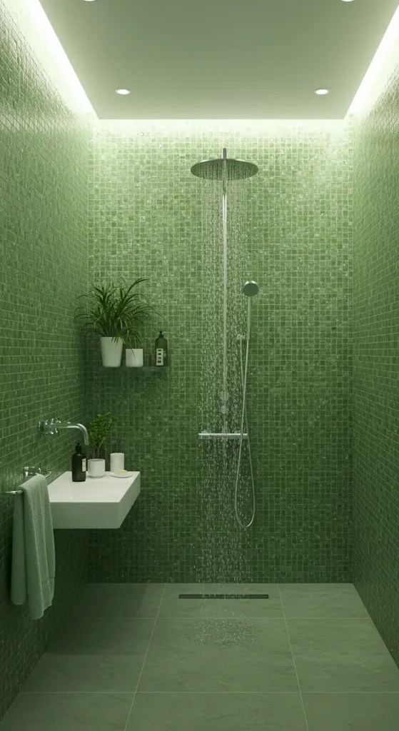 A Minimalist Green Bathroom