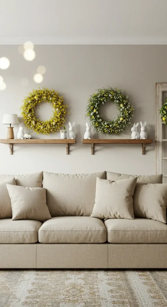 A Neutral Farmhouse-style Space With A Beige Linen Couch