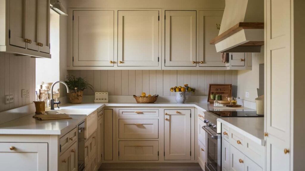 A Serene And Cozy Kitchen In A Soft Monochrome Palette