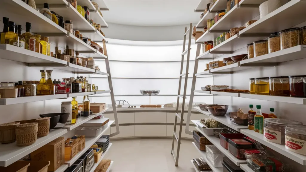 A Sleek And Contemporary Pantry Design, Featuring Adjustable Shelves