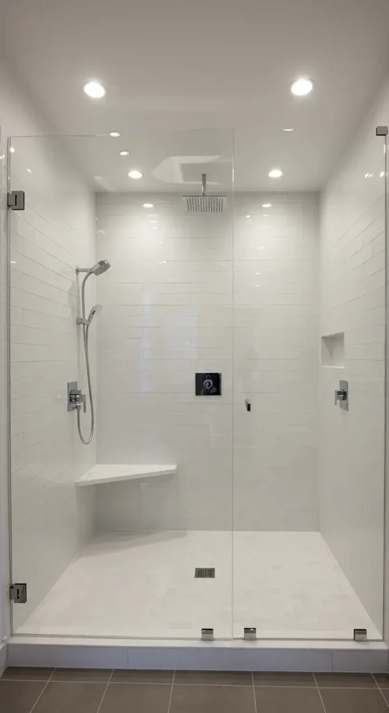 A Sleek Shower With Frameless Glass Doors