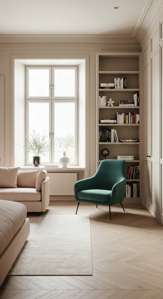 A Spacious Bedroom With A Cozy Reading Nook