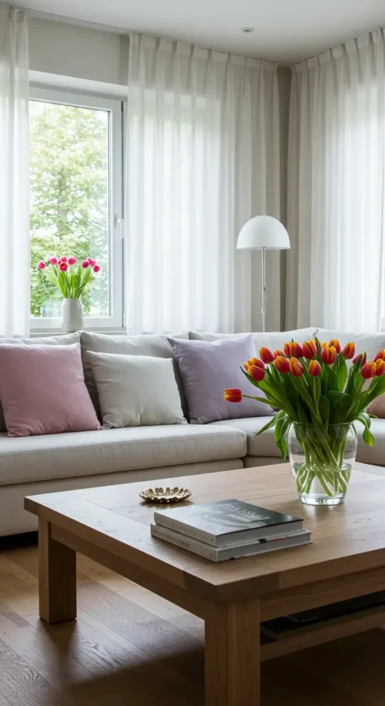 A Spacious Living Room With Large Windows