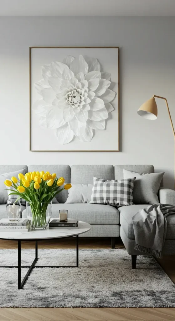 A Stylish Spring-themed Living Room With Neutral Tones