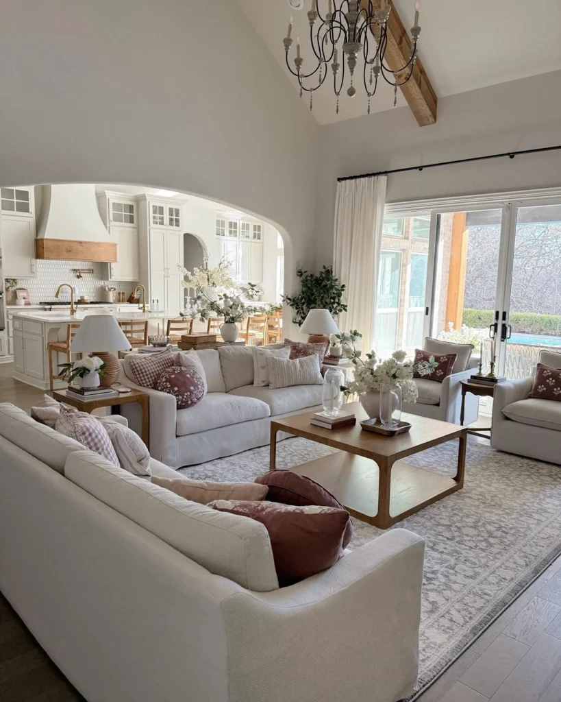 Bright, Airy Living Room With Wooden Textures And Soft Linen Seating