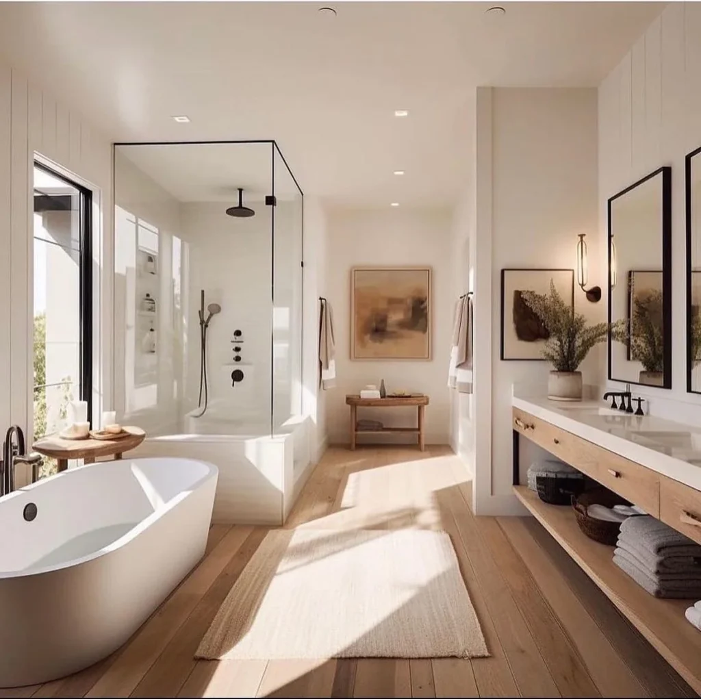 Bright And Elegant Bathroom With A Skylight