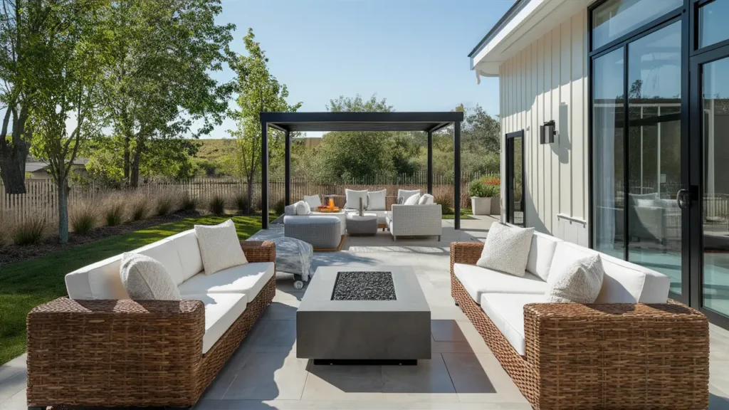 Bright And Airy Modern Patio With Wicker Furniture