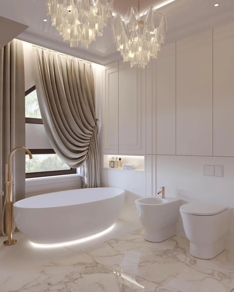 Cozy Modern Bathroom With Freestanding Tub And Ambient Lighting