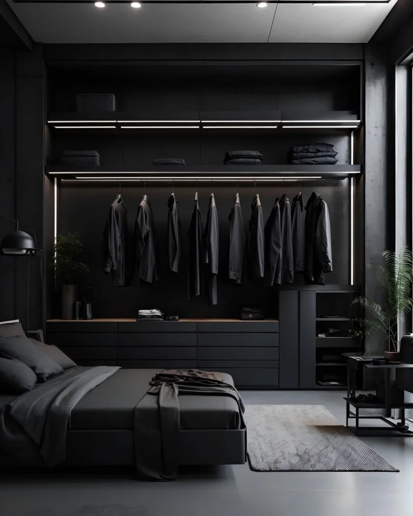 Elegant Dark Space With Cozy Textured Bedding