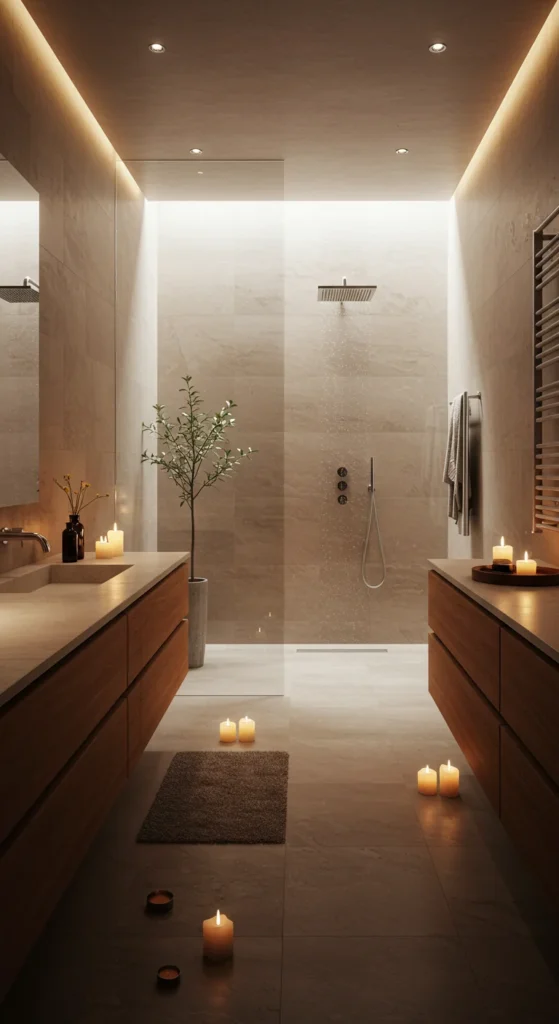 Elegant Marble Bathroom With Gold Fixtures