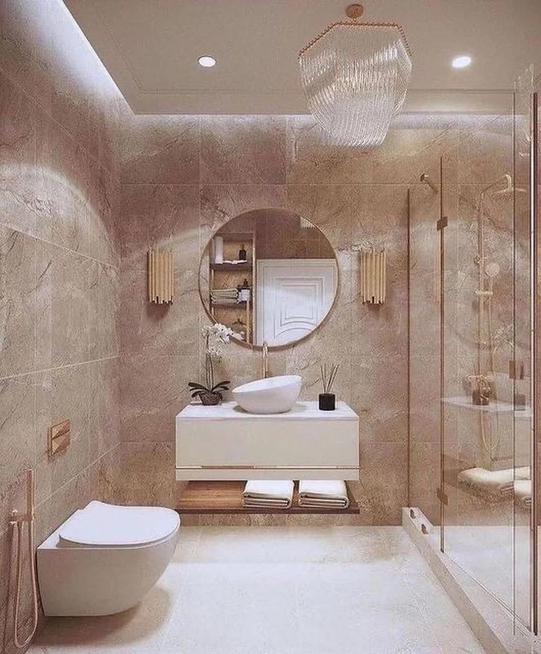 High-end Bathroom With A Large Window And Natural Light