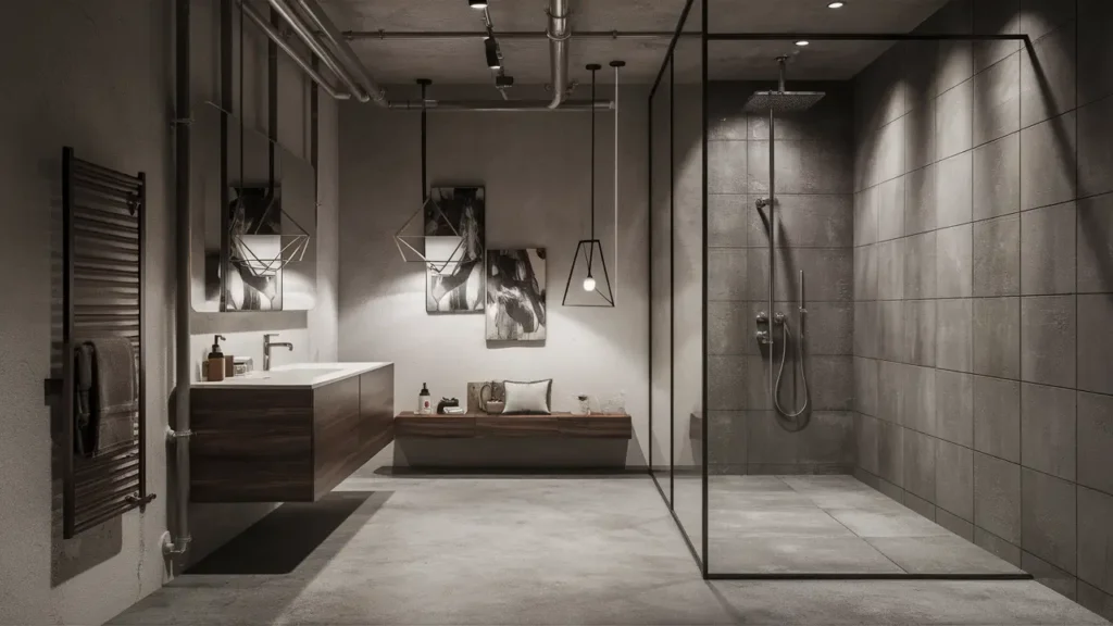 Industrial-inspired Bathroom With Exposed Pipes