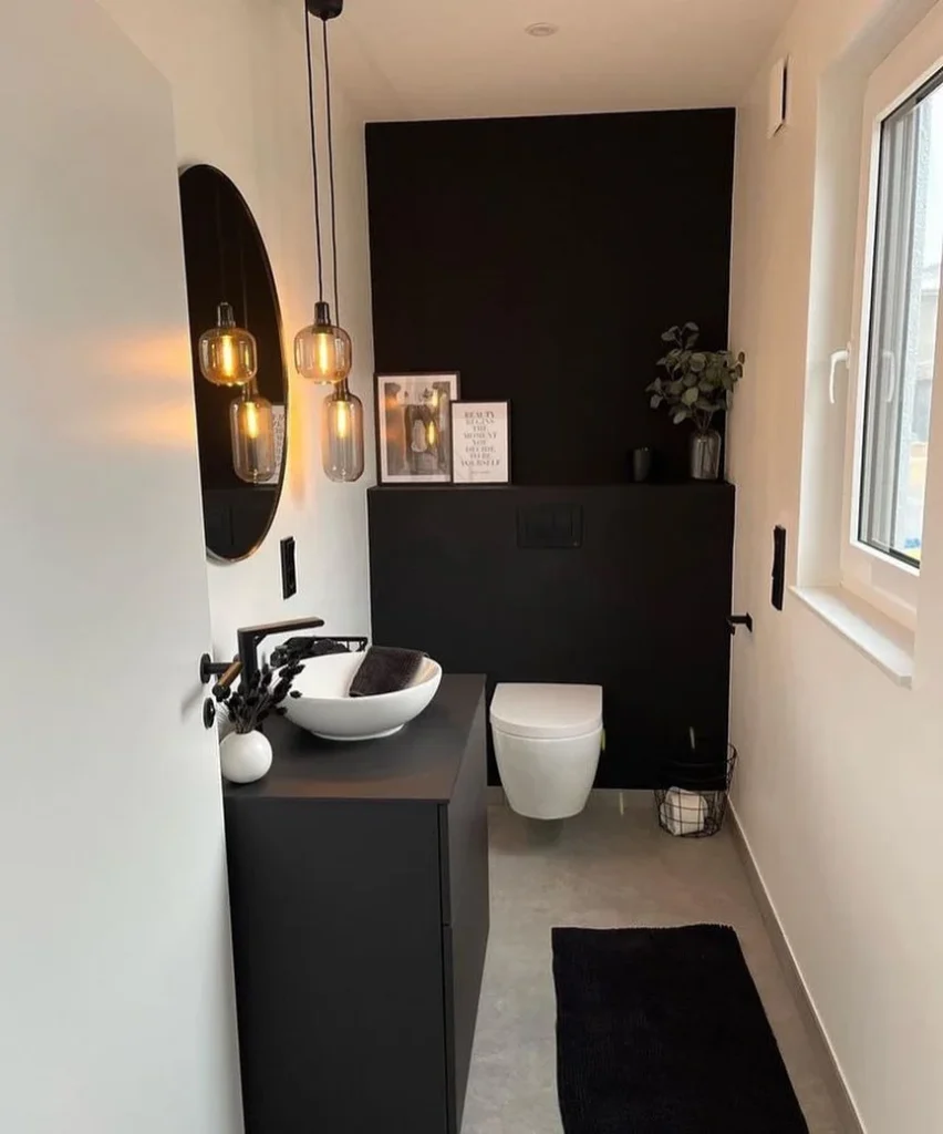 Large Wooden Vanity With Twin Sinks And Modern Lighting