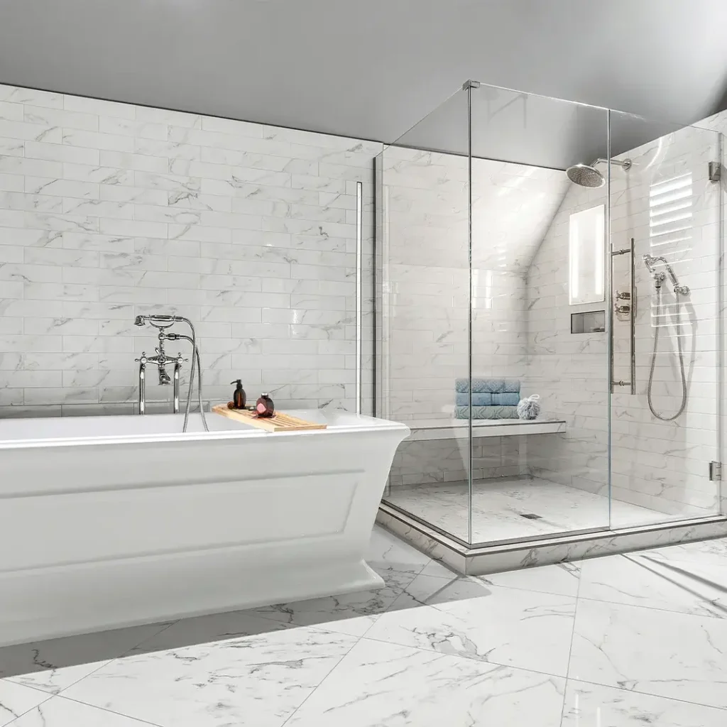 Luxurious Marble Bathroom With Tub And Shower Combo