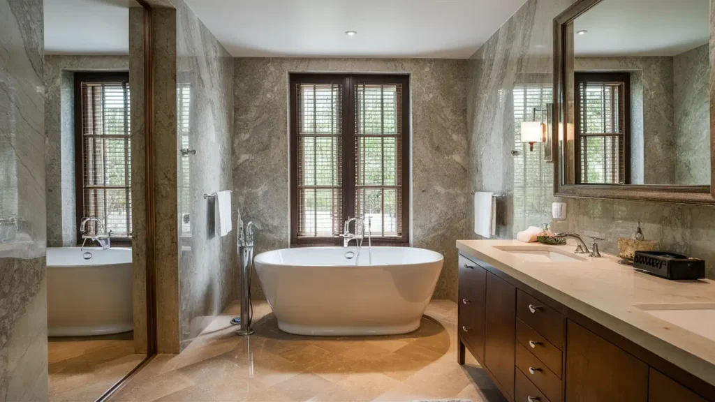 Luxurious Bathroom With Marble Walls