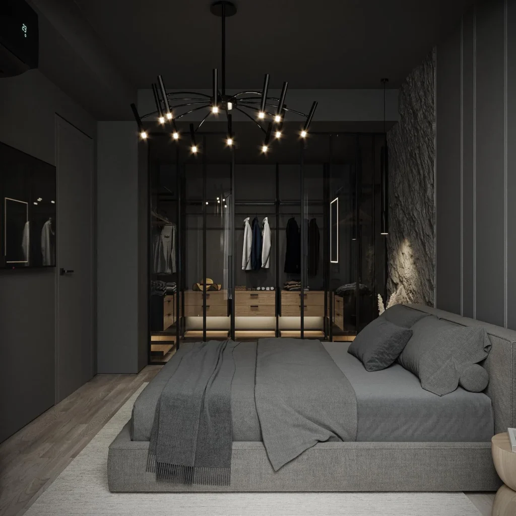 Luxury Walk-in Closet With Black Aesthetic