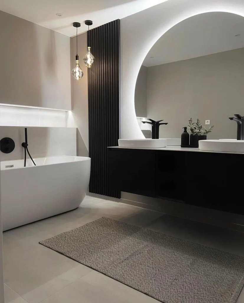 Luxury Hotel-style Bathroom With A Sleek Shower And Golden Accents