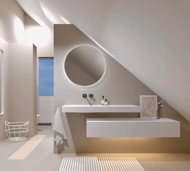 Minimalist Bathroom With Neutral Colors And Sleek Design