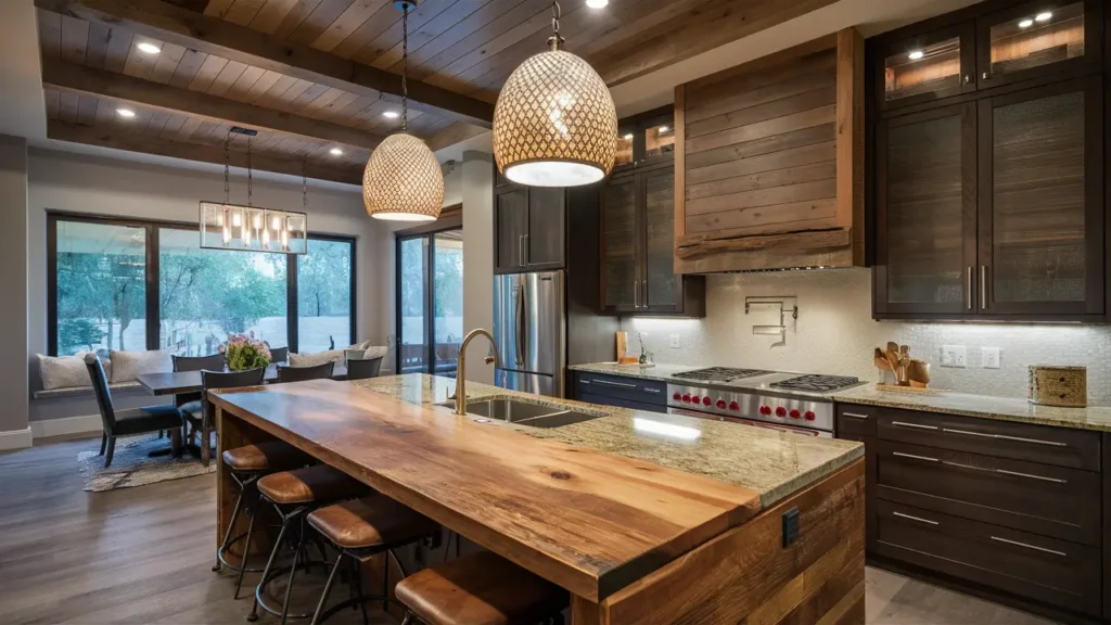 Kitchen With A Reclaimed Wood Island