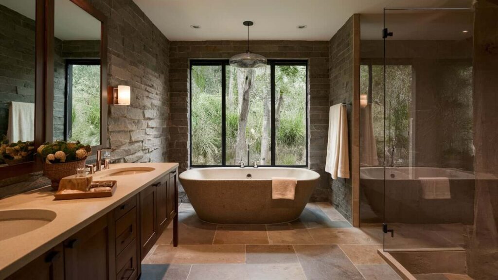 Natural Stone Bathroom With Slate Walls