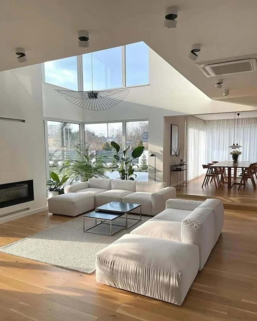 Open Living Room With Floor-to-ceiling Windows