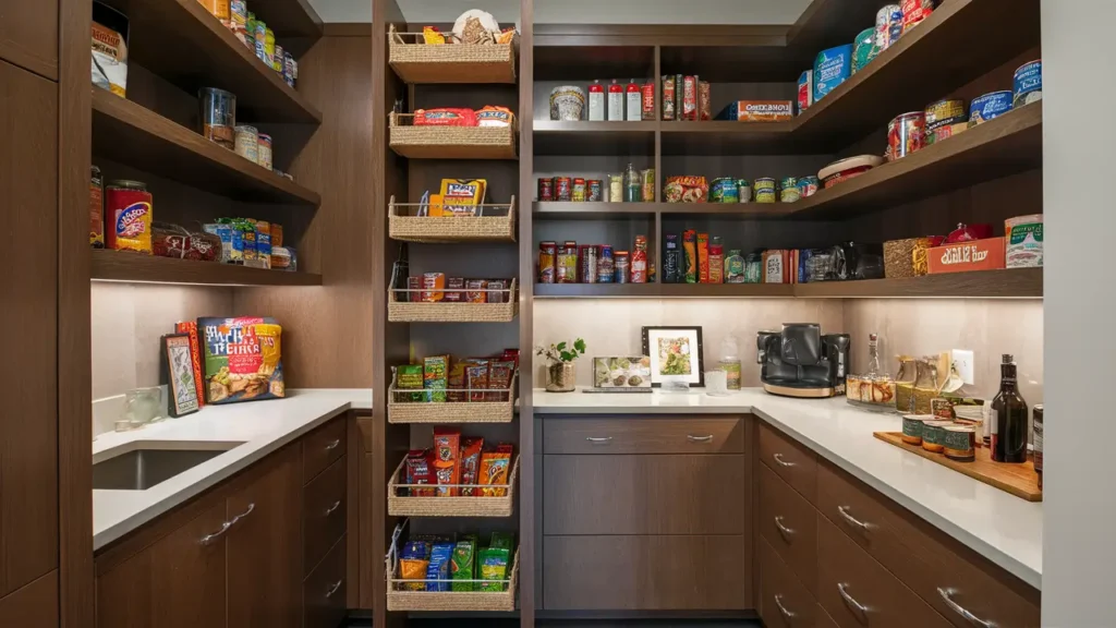 Pantry With Pull-out Baskets For Snacks And Canned Goods