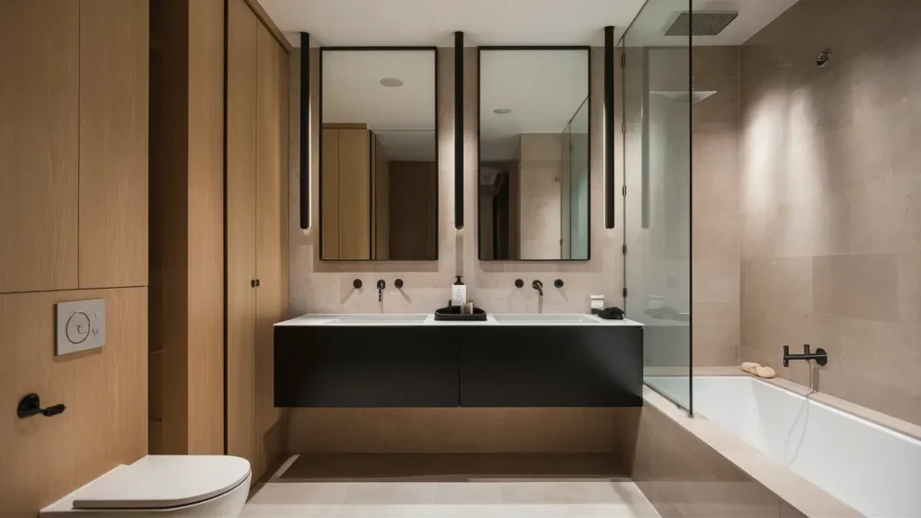 Sleek Contemporary Bathroom With A Floating Vanity