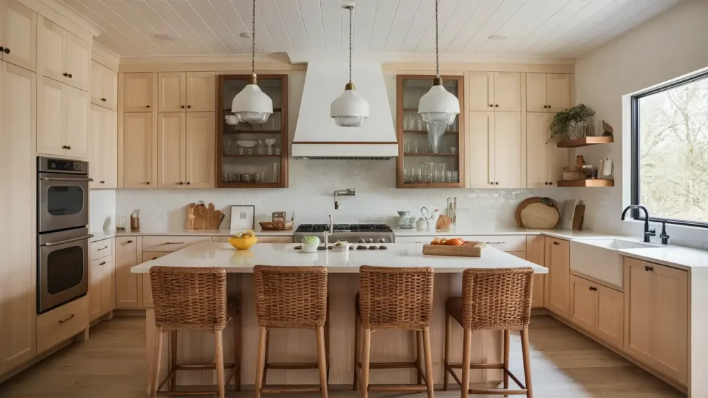 Soft Monochrome Palette Of Light Beige Cabinets