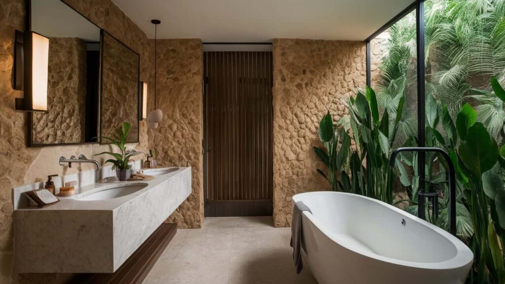 Spa-inspired Bathroom With Marble Stone Vanity,