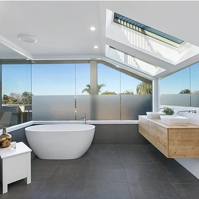 Bathroom With Ocean View And Floating Vanity