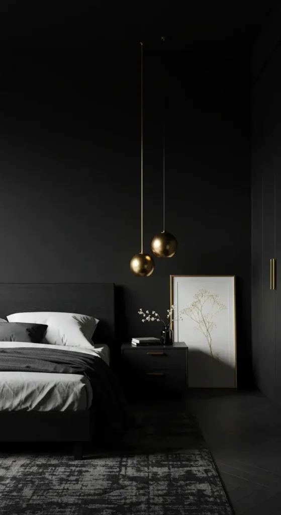 Bedroom Interior With Minimalist Furniture, Low Lighting