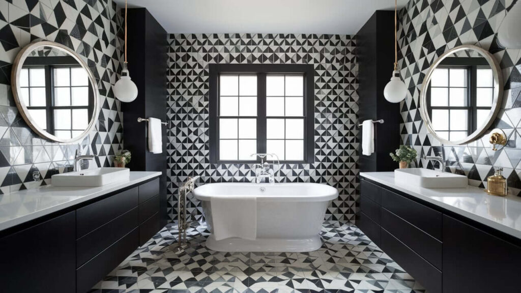 Black And White Bathroom With Striking Contrast