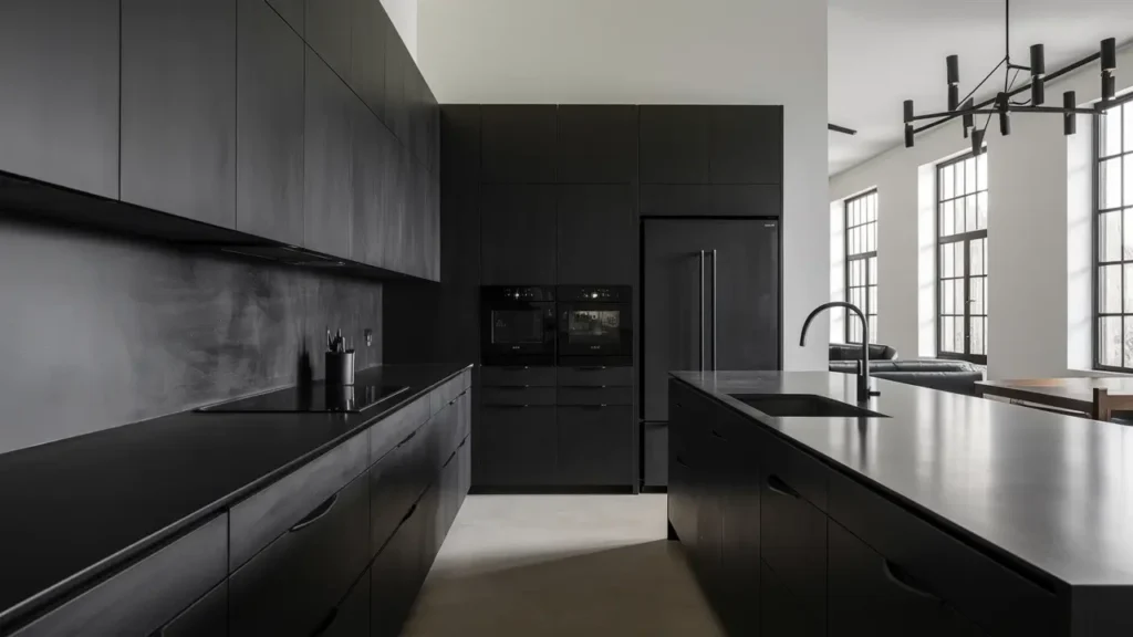 Kitchen Design Featuring Stark Black Cabinetry