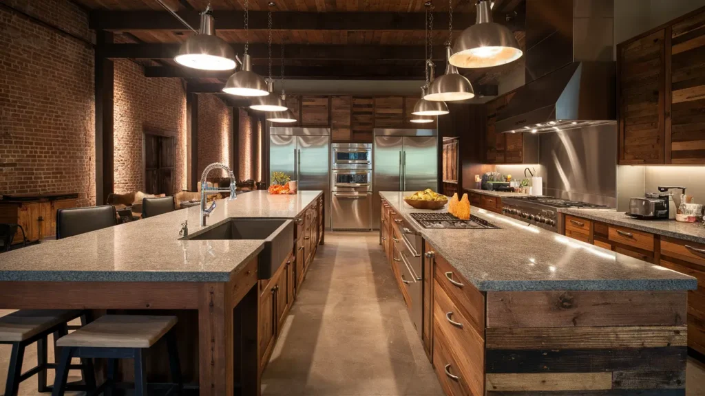 Kitchen With A Reclaimed Wood Island