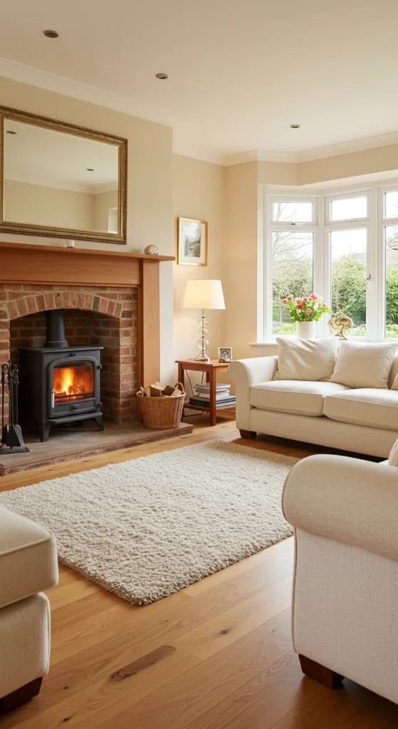 Living Room With Soft Lighting, A Plush Sofa